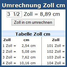 umrechnung zoll cm|Rechner: Zoll in CM oder CM in Zoll umrechnen